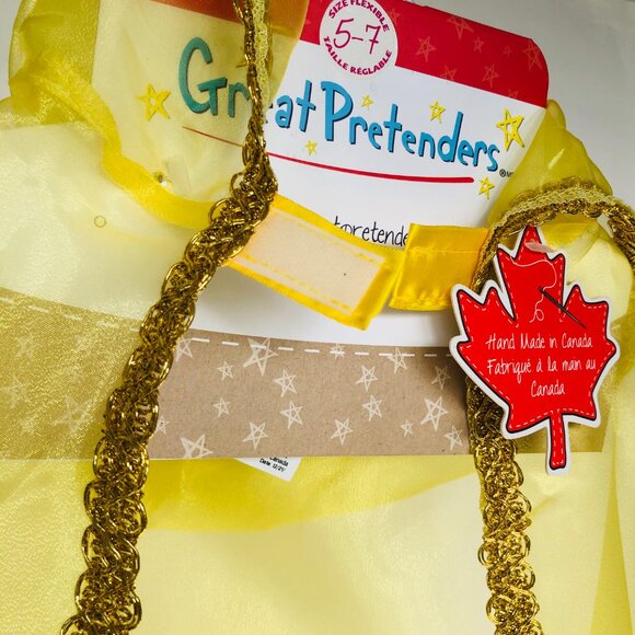 New w/Tag-Great Pretenders Yellow Belle Cape Costume, Size 5-7 (Cape Only) - Picture 8 of 12